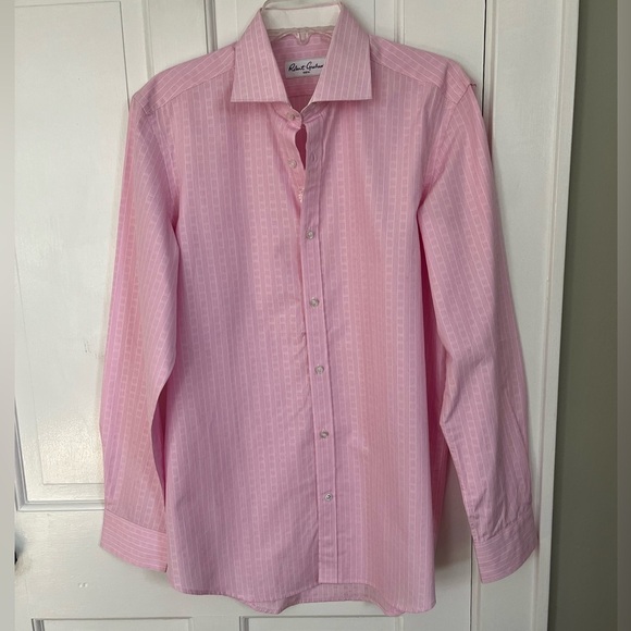 Robert Graham 100% Cotton Pink White Long Sleeve Button Down Shirt Mens Size 41 - Picture 1 of 15